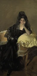 Portret van Señora de Urcola met een zwarte mantilla